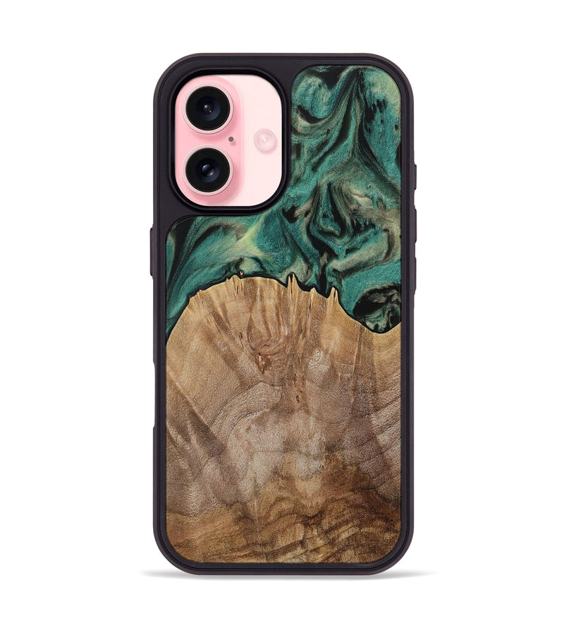 iPhone 16 Wood Phone Case - Heather (Green, 731598)