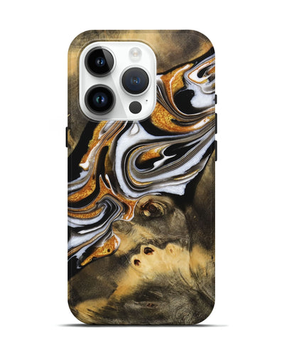 iPhone 15 Pro Wood Live Edge Phone Case - Jerica (Black & White, 731605)