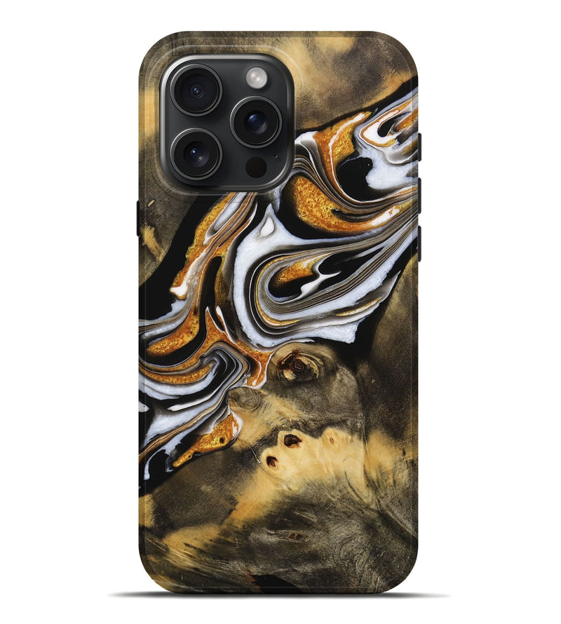 iPhone 16 Pro Max Wood Live Edge Phone Case - Jerica (Black & White, 731605)