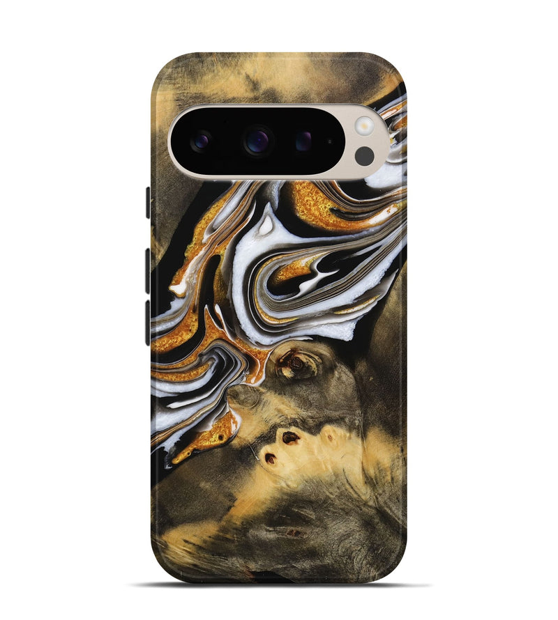 Pixel 9 Wood Live Edge Phone Case - Jerica (Black & White, 731605)