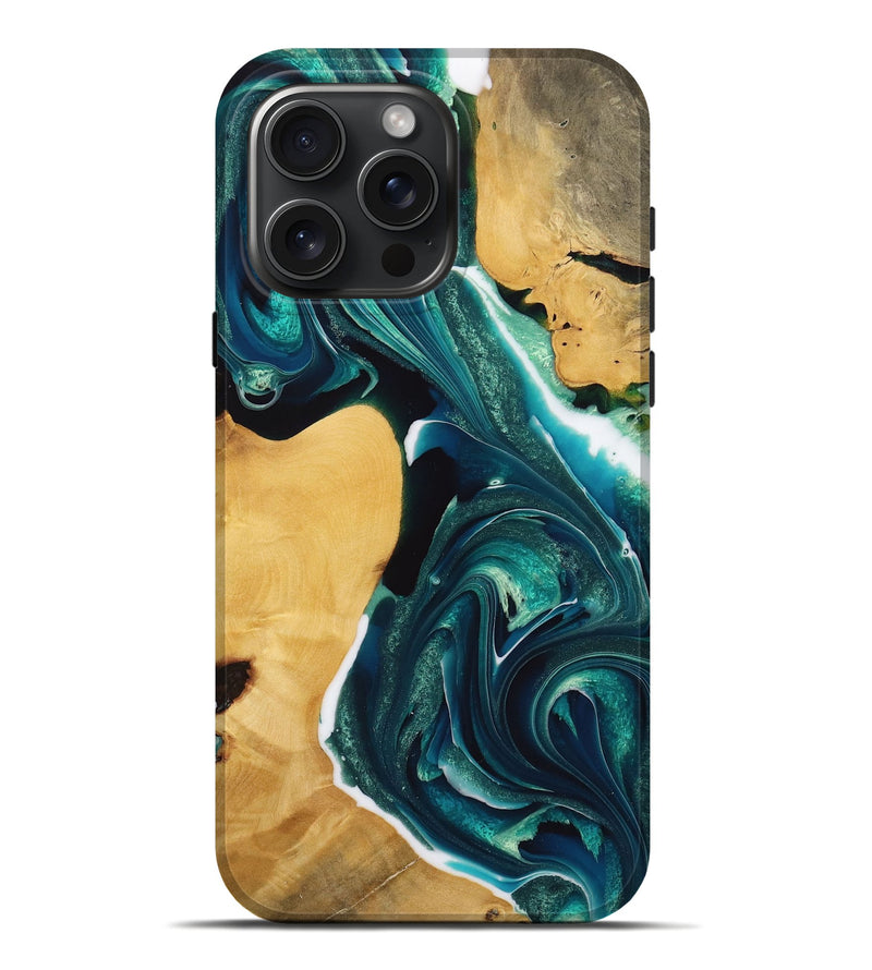 iPhone 16 Pro Max Wood Live Edge Phone Case - Nobie (Green, 731607)