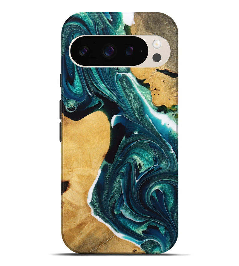 Pixel 9 Pro XL Wood Live Edge Phone Case - Nobie (Green, 731607)