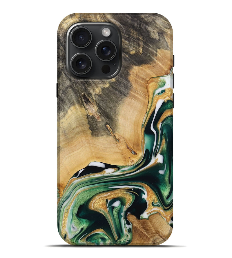 iPhone 16 Pro Max Wood Live Edge Phone Case - Rahn (Green, 731608)