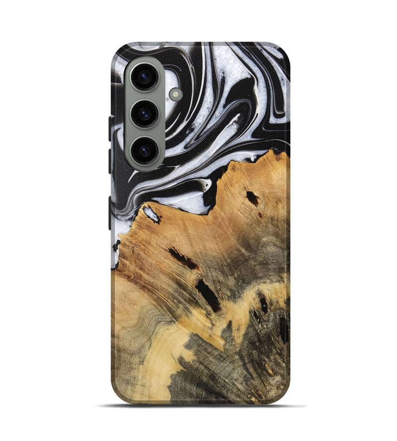 Galaxy S24 Wood Live Edge Phone Case - Dillie (Black & White, 731609)