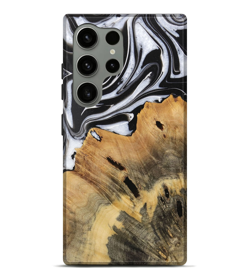 Galaxy S24 Ultra Wood Live Edge Phone Case - Dillie (Black & White, 731609)