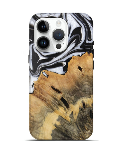 iPhone 15 Pro Wood Live Edge Phone Case - Dillie (Black & White, 731609)