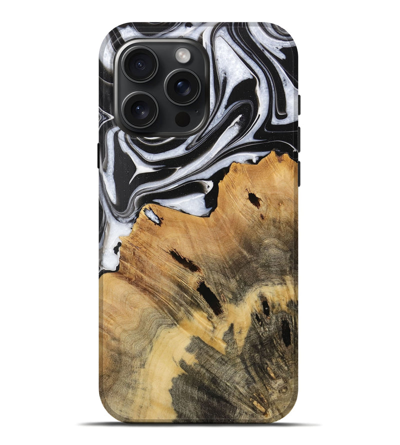 iPhone 16 Pro Max Wood Live Edge Phone Case - Dillie (Black & White, 731609)