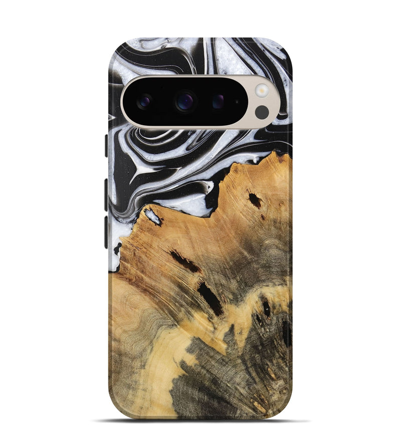 Pixel 9 Wood Live Edge Phone Case - Dillie (Black & White, 731609)