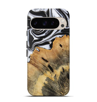 Pixel 9 Pro Wood Live Edge Phone Case - Dillie (Black & White, 731609)