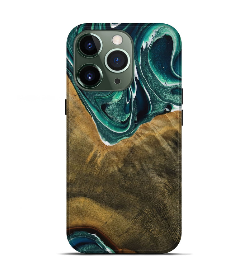 iPhone 13 Pro Wood Live Edge Phone Case - Alvina (Green, 731610)