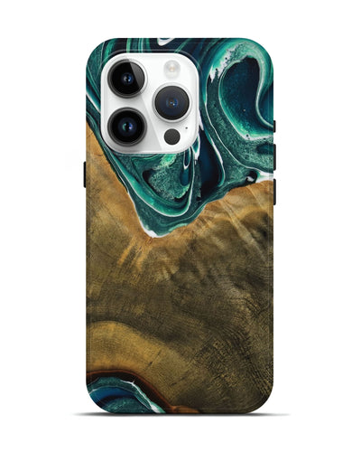 iPhone 15 Pro Wood Live Edge Phone Case - Alvina (Green, 731610)