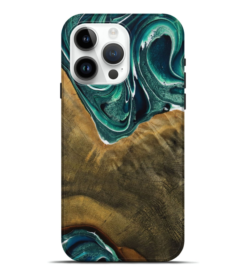 iPhone 15 Pro Max Wood Live Edge Phone Case - Alvina (Green, 731610)