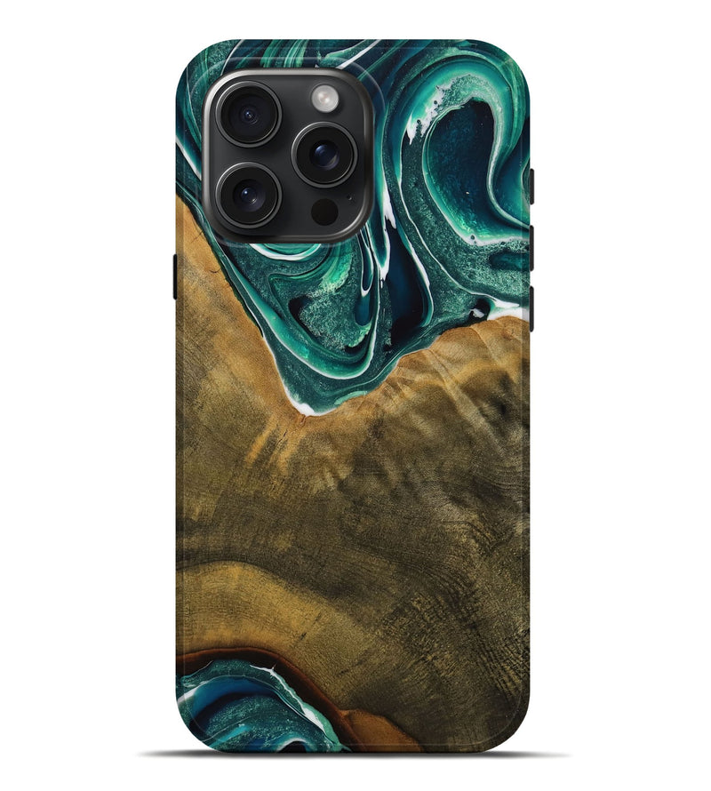 iPhone 16 Pro Max Wood Live Edge Phone Case - Alvina (Green, 731610)