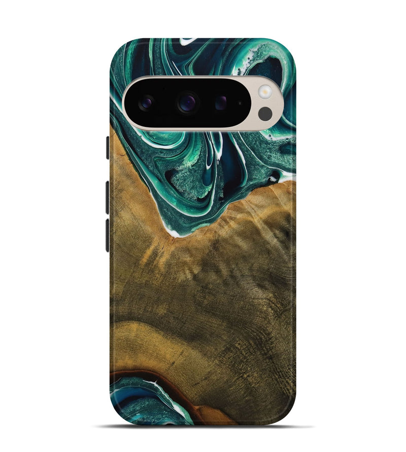 Pixel 9 Wood Live Edge Phone Case - Alvina (Green, 731610)