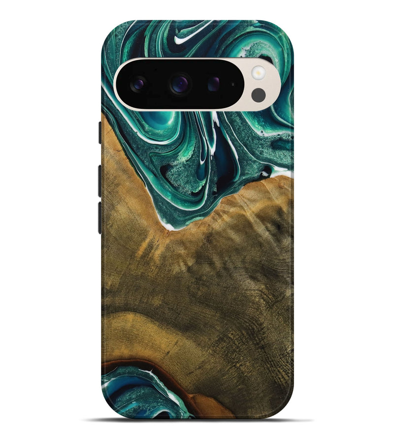 Pixel 9 Pro XL Wood Live Edge Phone Case - Alvina (Green, 731610)