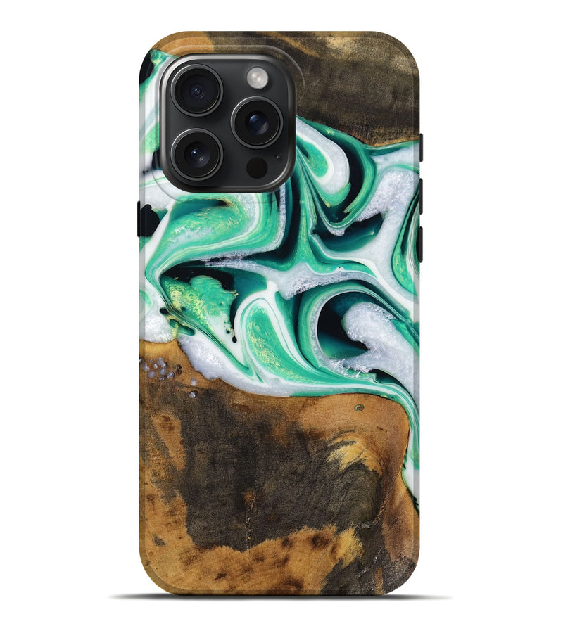 iPhone 16 Pro Max Wood Live Edge Phone Case - Barrie (Green, 731611)