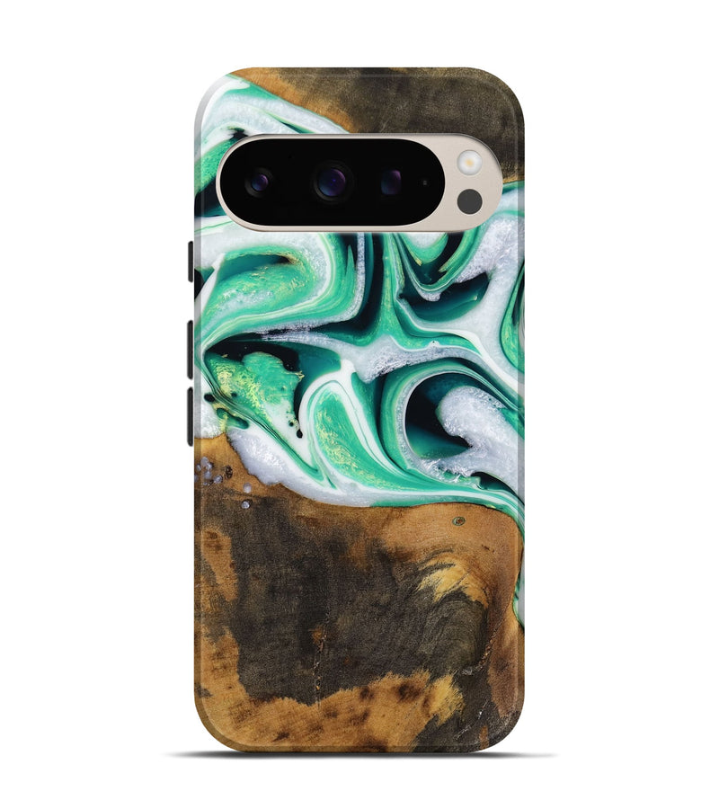 Pixel 9 Wood Live Edge Phone Case - Barrie (Green, 731611)