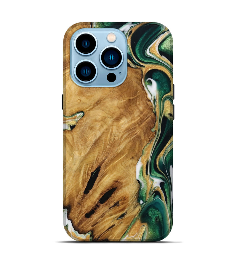 iPhone 14 Pro Wood Live Edge Phone Case - Kale (Green, 731613)