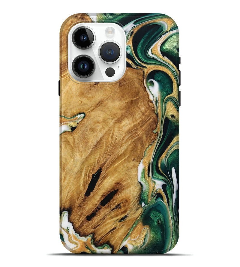 iPhone 15 Pro Max Wood Live Edge Phone Case - Kale (Green, 731613)