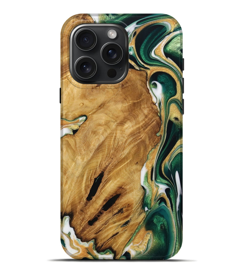 iPhone 16 Pro Max Wood Live Edge Phone Case - Kale (Green, 731613)