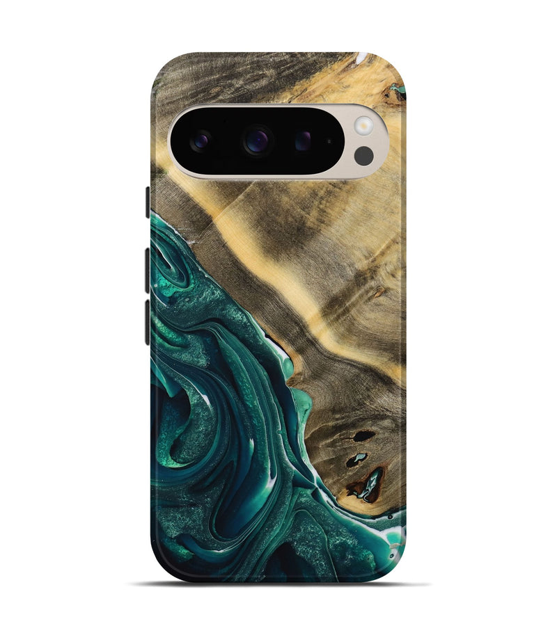 Pixel 9 Wood Live Edge Phone Case - Serene (Green, 731617)