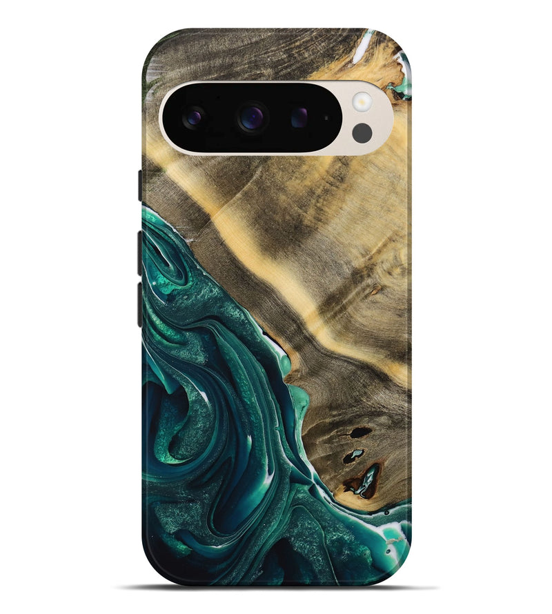 Pixel 9 Pro XL Wood Live Edge Phone Case - Serene (Green, 731617)