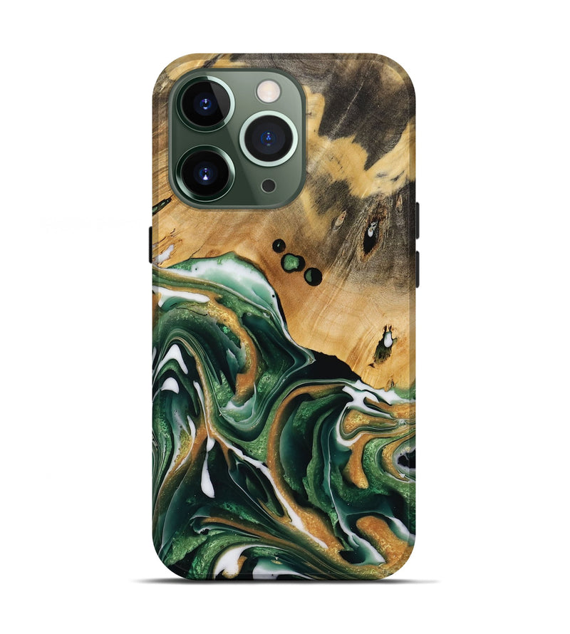 iPhone 13 Pro Wood Live Edge Phone Case - Morton (Green, 731619)