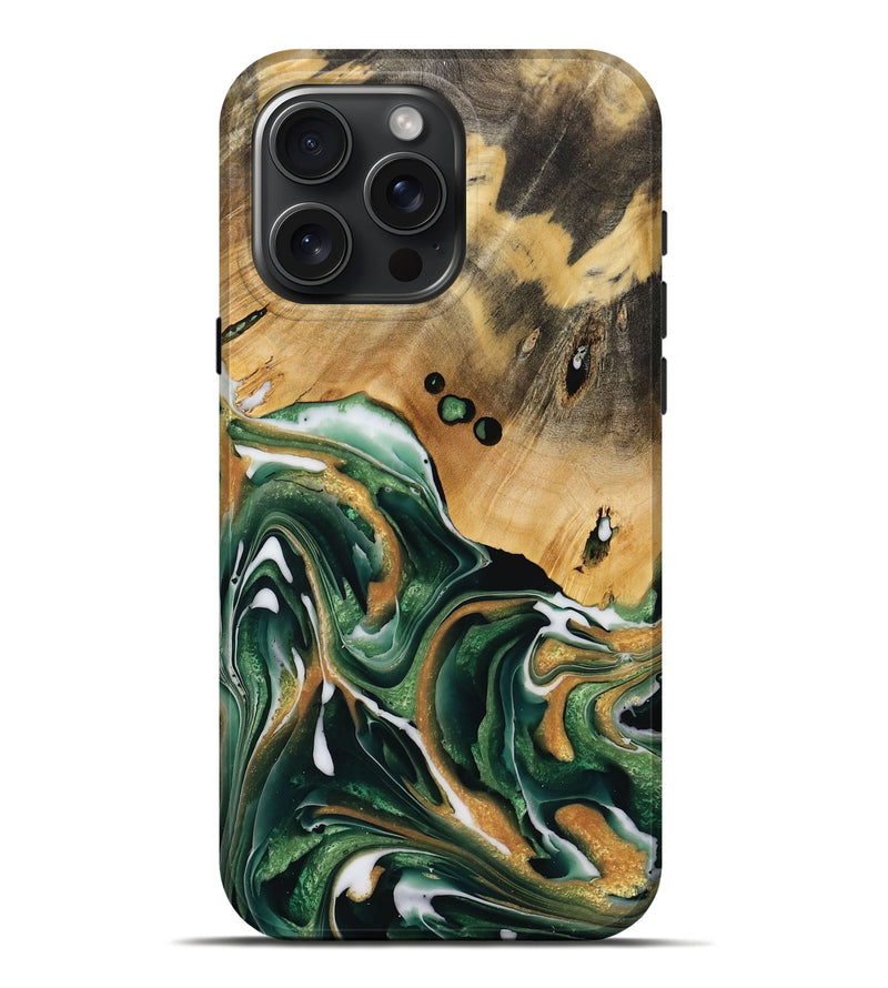 iPhone 16 Pro Max Wood Live Edge Phone Case - Morton (Green, 731619)