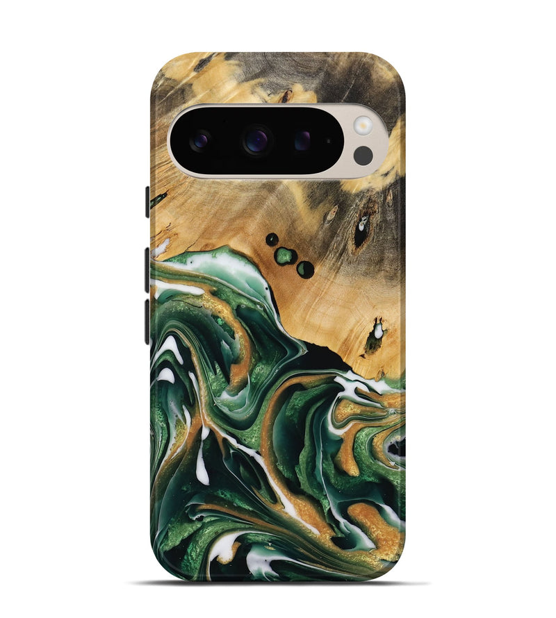 Pixel 9 Wood Live Edge Phone Case - Morton (Green, 731619)