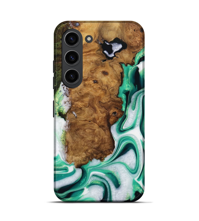 Galaxy S23 Wood Live Edge Phone Case - Mannie (Green, 731622)