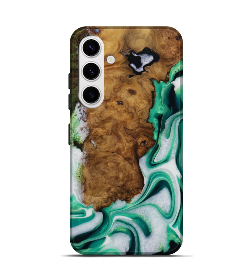 Galaxy S25 Wood Live Edge Phone Case - Mannie (Green, 731622)