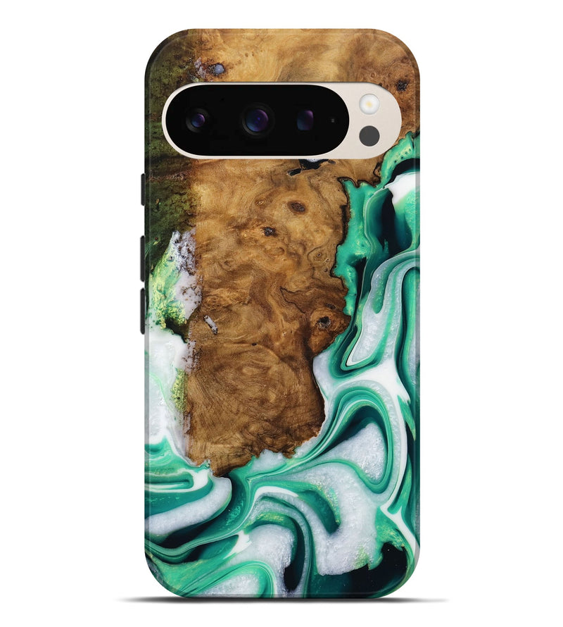 Pixel 9 Pro XL Wood Live Edge Phone Case - Mannie (Green, 731622)