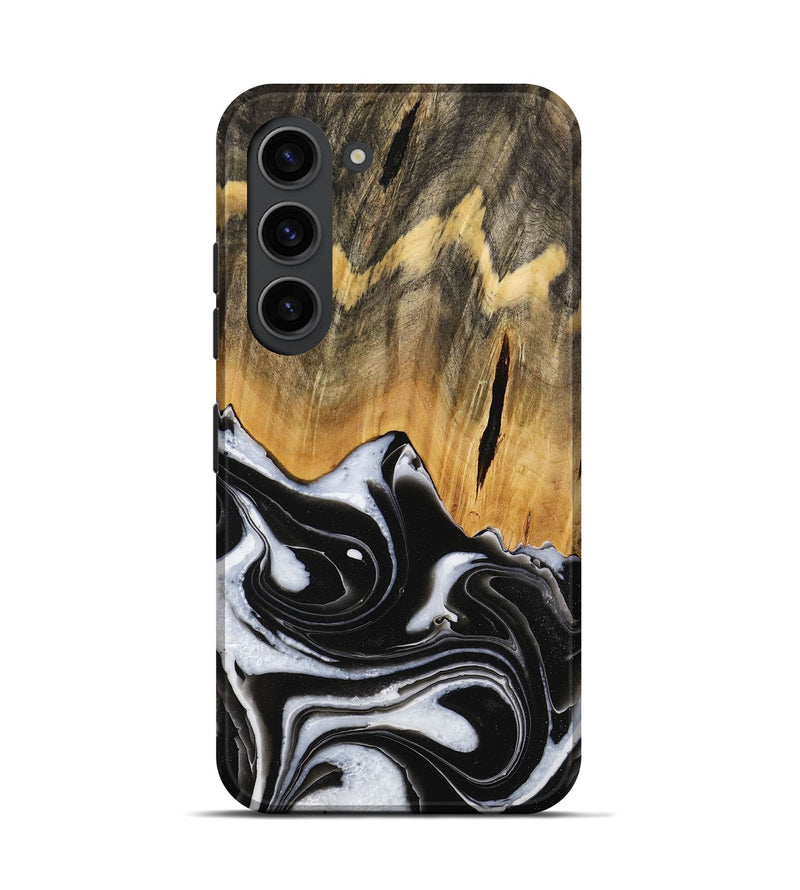 Galaxy S23 Wood Live Edge Phone Case - Keandre (Black & White, 731625)