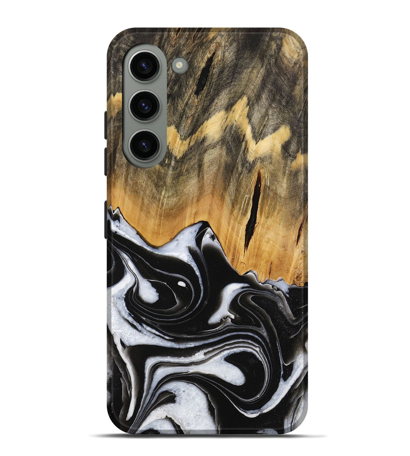 Galaxy S23 Plus Wood Live Edge Phone Case - Keandre (Black & White, 731625)