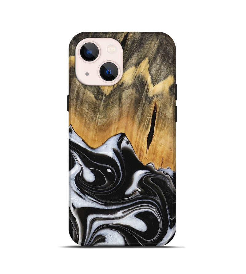 iPhone 13 mini Wood Live Edge Phone Case - Keandre (Black & White, 731625)