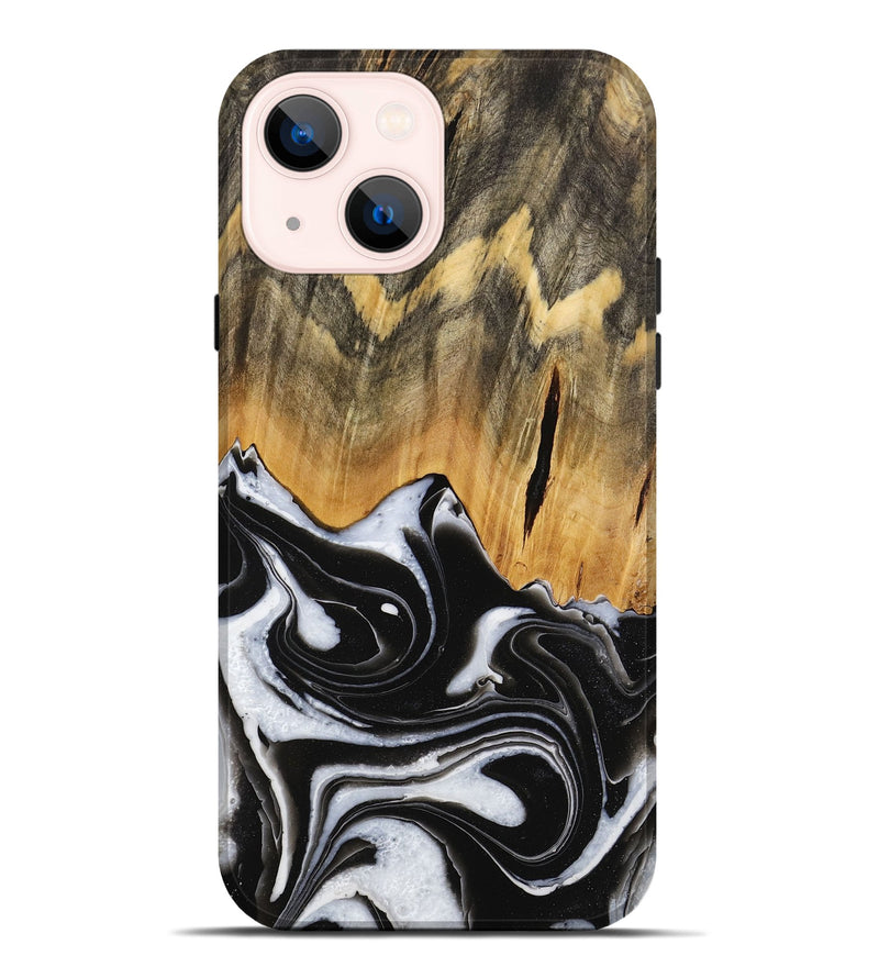 iPhone 14 Plus Wood Live Edge Phone Case - Keandre (Black & White, 731625)