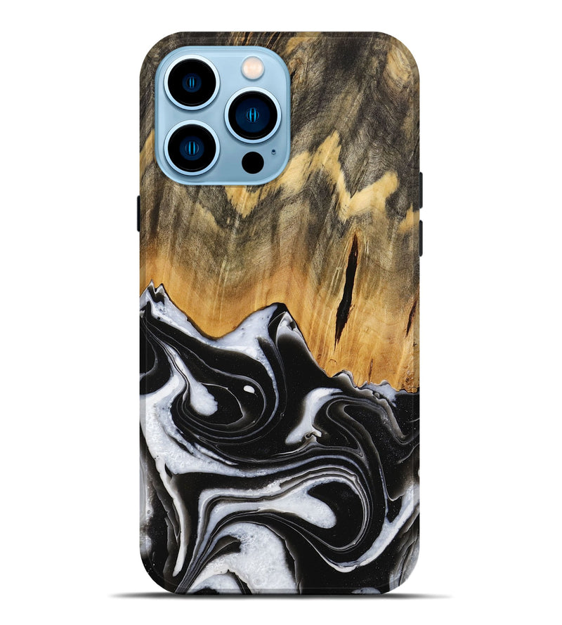 iPhone 14 Pro Max Wood Live Edge Phone Case - Keandre (Black & White, 731625)