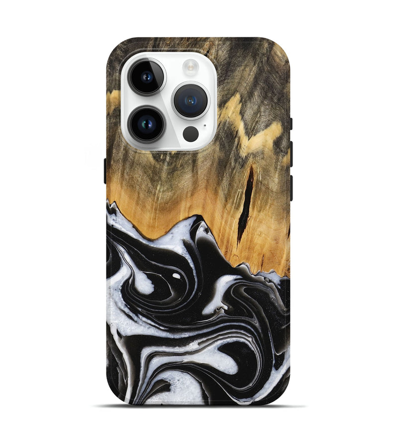 iPhone 15 Pro Wood Live Edge Phone Case - Keandre (Black & White, 731625)