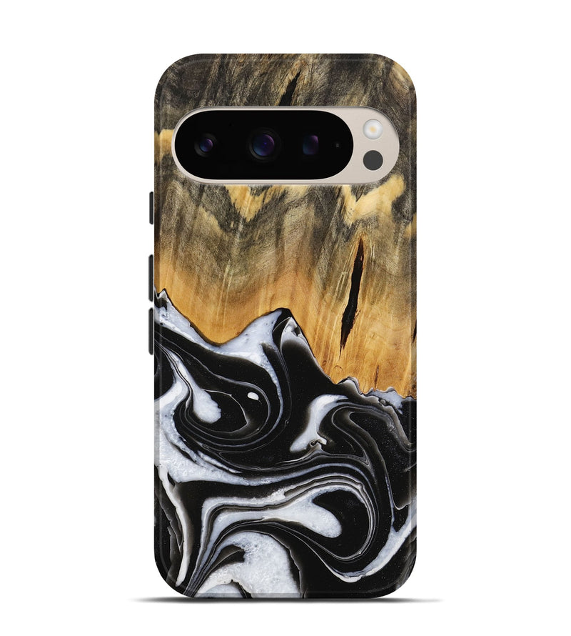 Pixel 9 Wood Live Edge Phone Case - Keandre (Black & White, 731625)