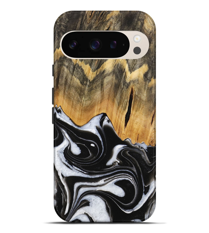 Pixel 9 Pro XL Wood Live Edge Phone Case - Keandre (Black & White, 731625)