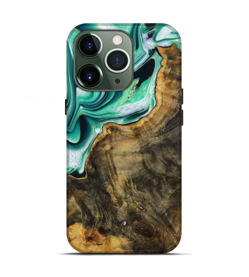 iPhone 13 Pro Wood Live Edge Phone Case - Randee (Green, 731628)