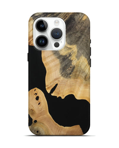 iPhone 15 Pro Wood Live Edge Phone Case - Maybell (Pure Black, 731633)