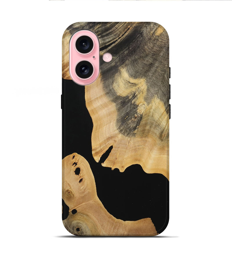 iPhone 16 Wood Live Edge Phone Case - Maybell (Pure Black, 731633)