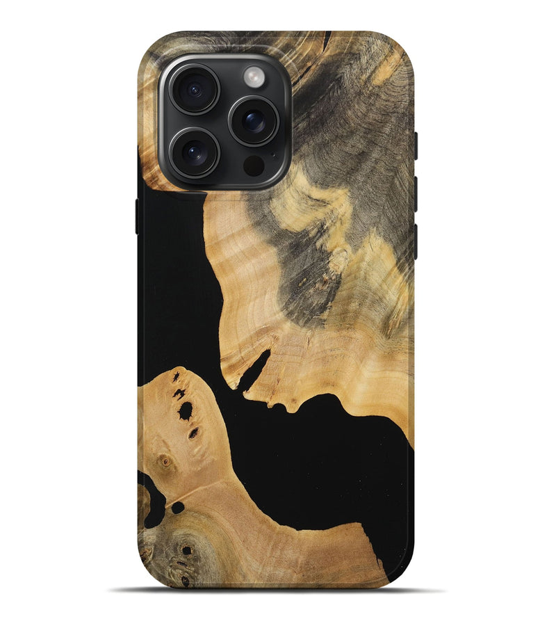 iPhone 16 Pro Max Wood Live Edge Phone Case - Maybell (Pure Black, 731633)