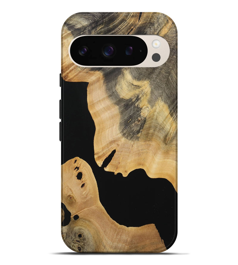 Pixel 9 Pro XL Wood Live Edge Phone Case - Maybell (Pure Black, 731633)