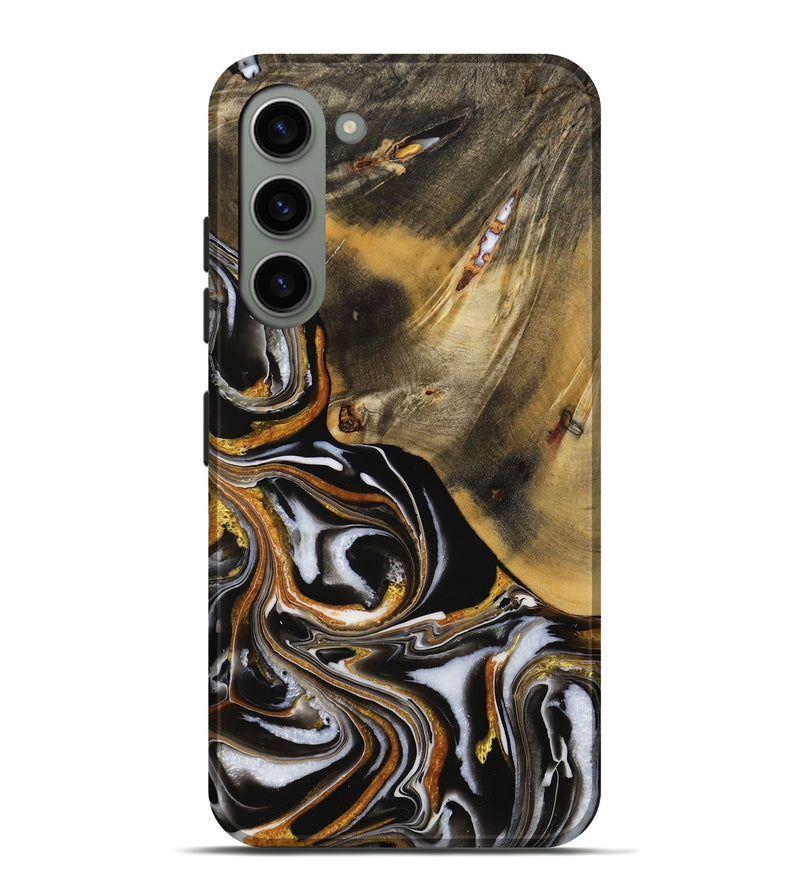 Galaxy S23 Plus Wood Live Edge Phone Case - Ezella (Black & White, 731635)