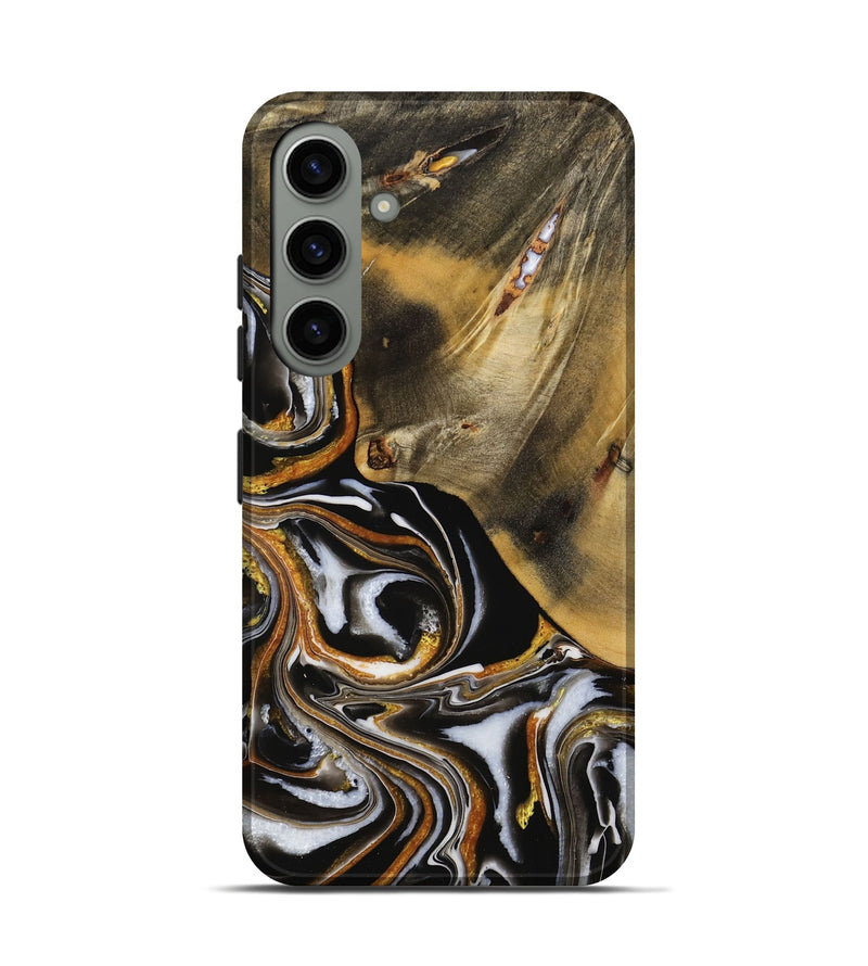 Galaxy S24 Wood Live Edge Phone Case - Ezella (Black & White, 731635)