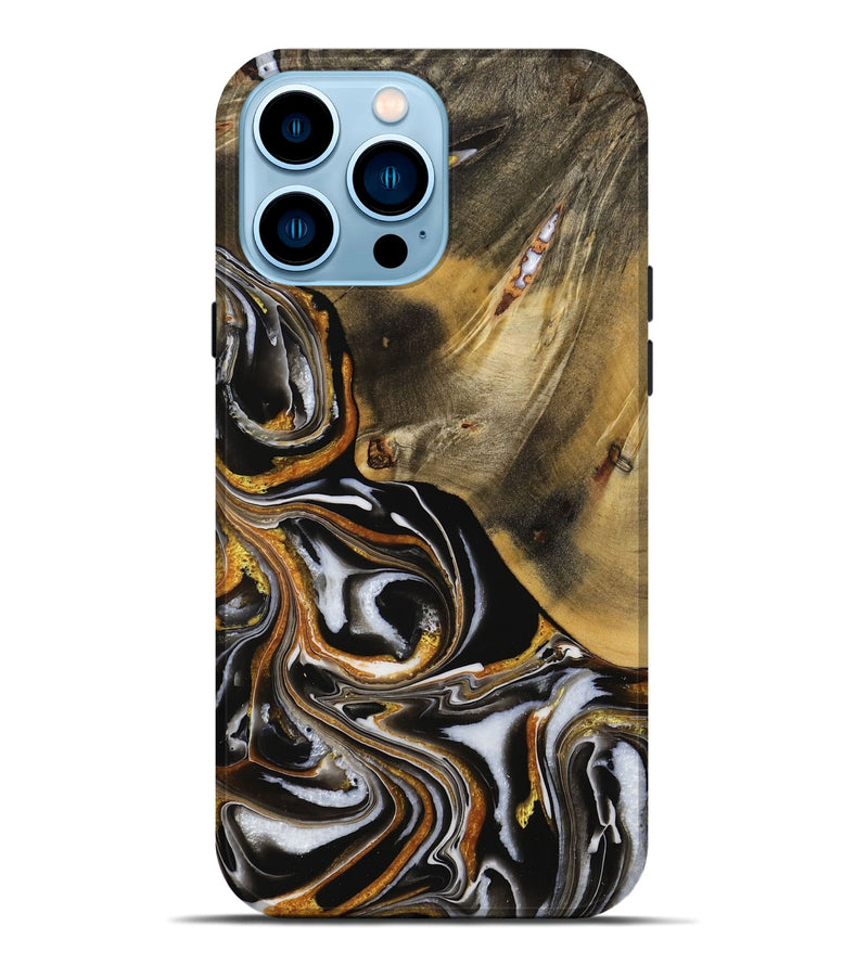 iPhone 14 Pro Max Wood Live Edge Phone Case - Ezella (Black & White, 731635)