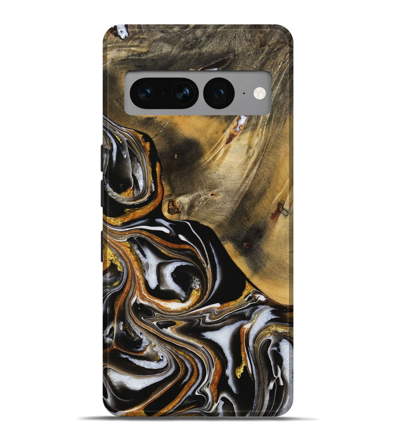 Pixel 7 Pro Wood Live Edge Phone Case - Ezella (Black & White, 731635)