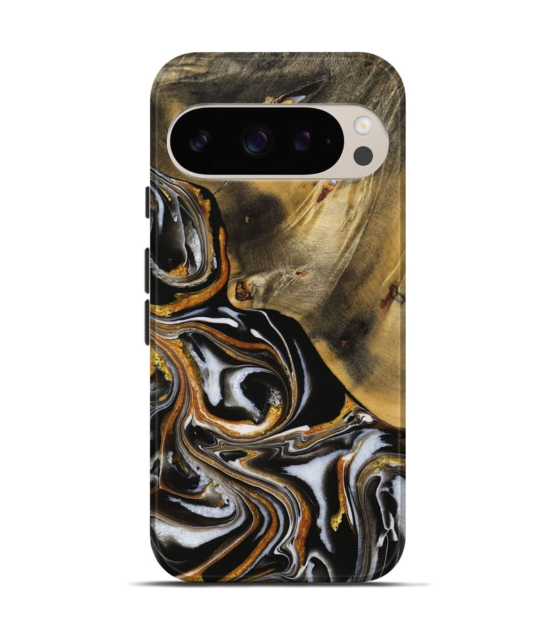 Pixel 9 Wood Live Edge Phone Case - Ezella (Black & White, 731635)